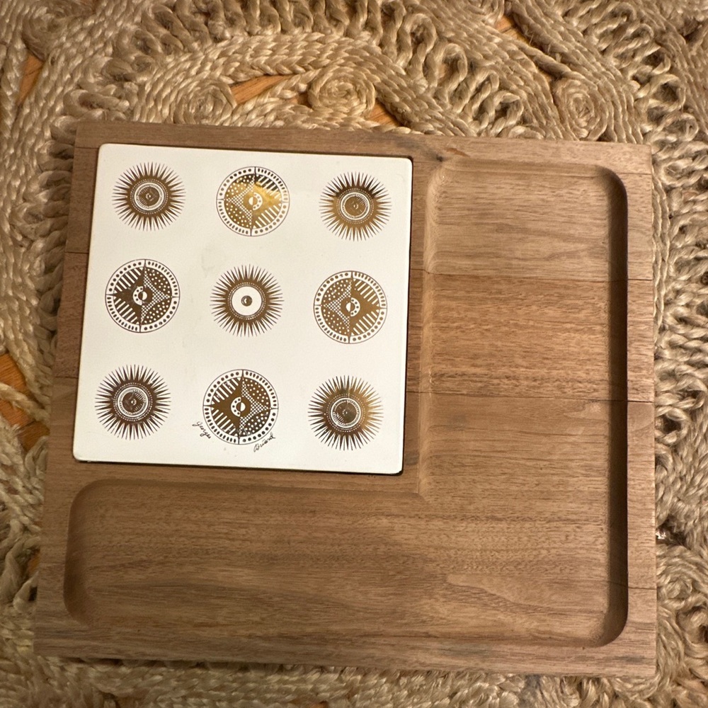 Georges Briard Woodland Starburst Charcuterie Wood and Tile Cheese Board